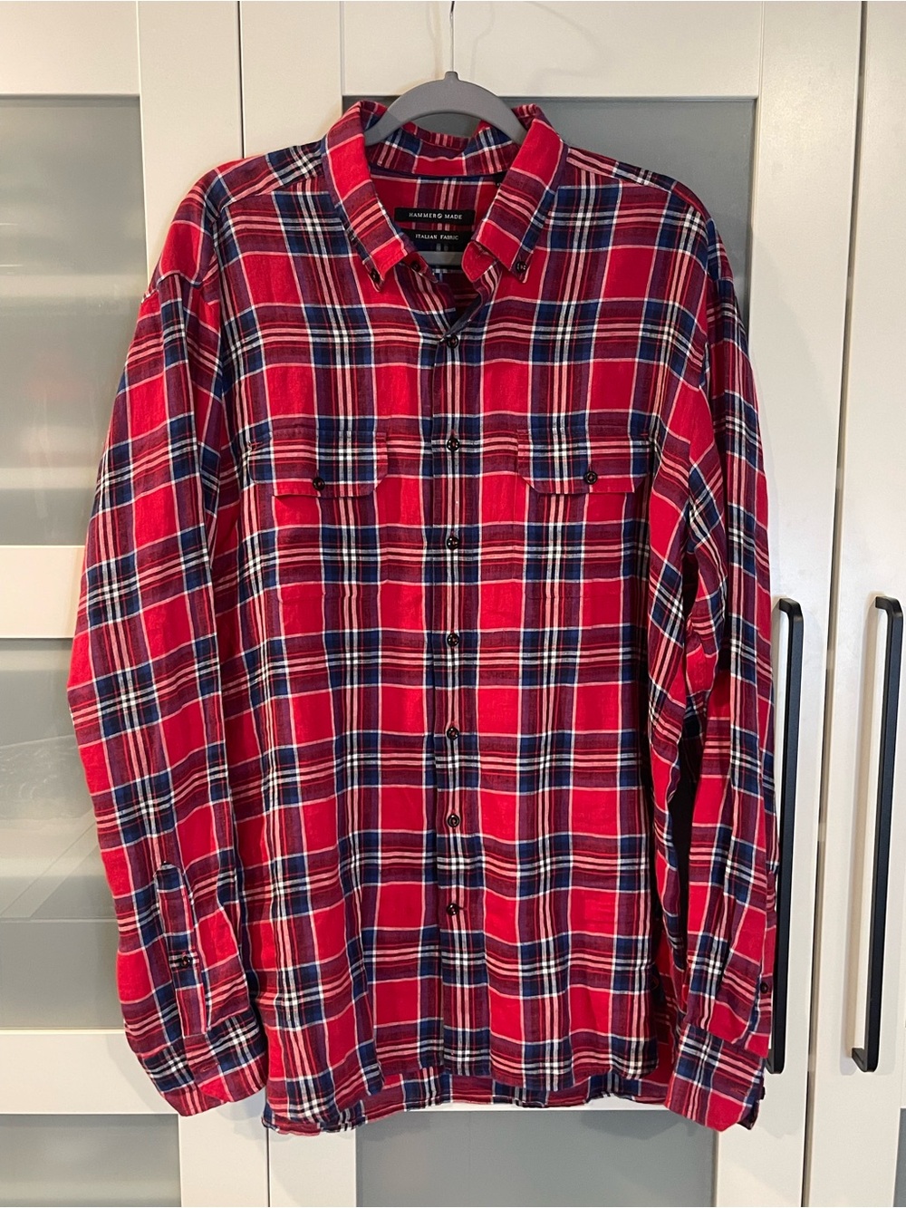 Men’s Hammer Made Red Plaid Long-Sleeve Button-Down Shirt